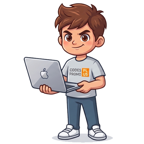 Mascotte CodesPromoPlus avec un ordinateur portable pour les bons plans du Prime Day 2026
